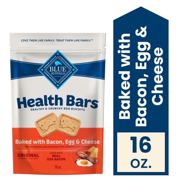 Blue Buffalo Health Bars Crunchy Biscuits Dog Treats Natural Bacon Egg & Cheese