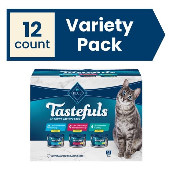 Blue Buffalo Tastefuls Natural Adult Flaked Wet Cat Food Variety Pack Tuna Fish & Shrimp Chicken