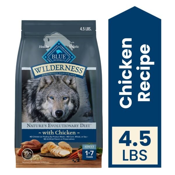 Blue Buffalo Wilderness High Protein Natural Adult Dry Dog Food Chicken & Wholesome Grains