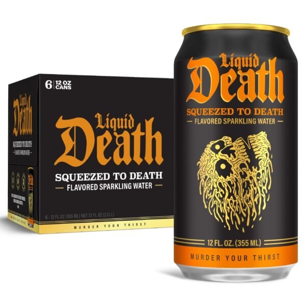 Liquid Death, Squeezed to Death, Orange-Flavored Sparkling Water
