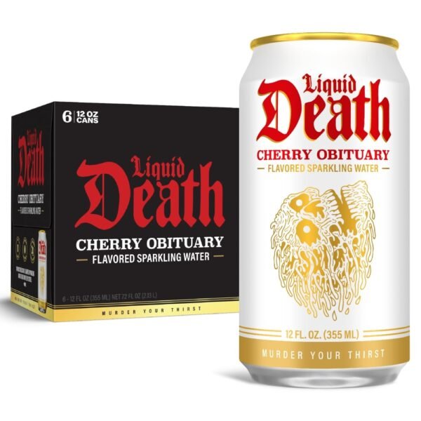 Liquid Death, Cherry Obituary, Cherry-Flavored Sparkling Water
