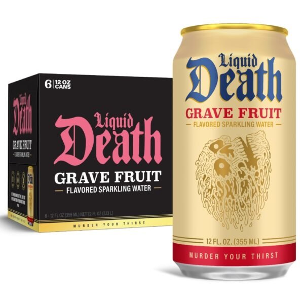 Liquid Death, Grave Fruit, Grapefruit-Flavored Sparkling Water