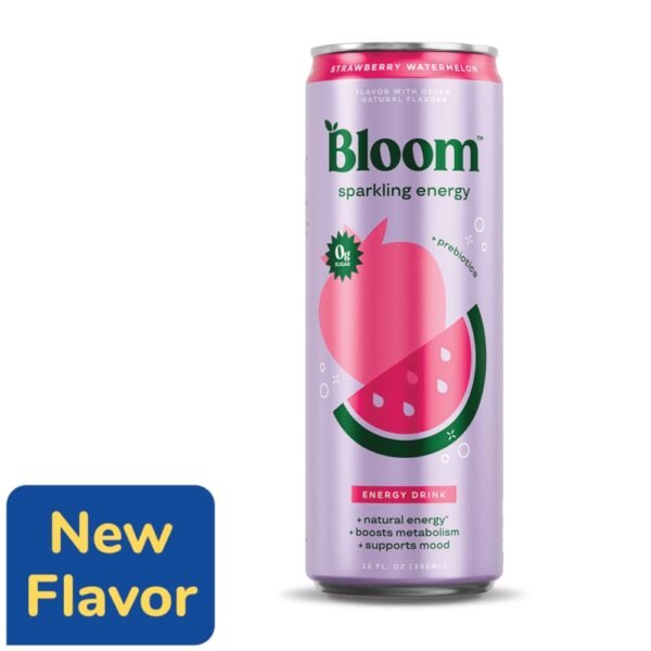 Bloom Strawberry Watermelon + Prebiotics Sparkling Energy Drink Can
