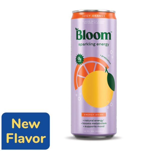 Bloom Juicy Orange + Prebiotics Sparkling Energy Drink Can