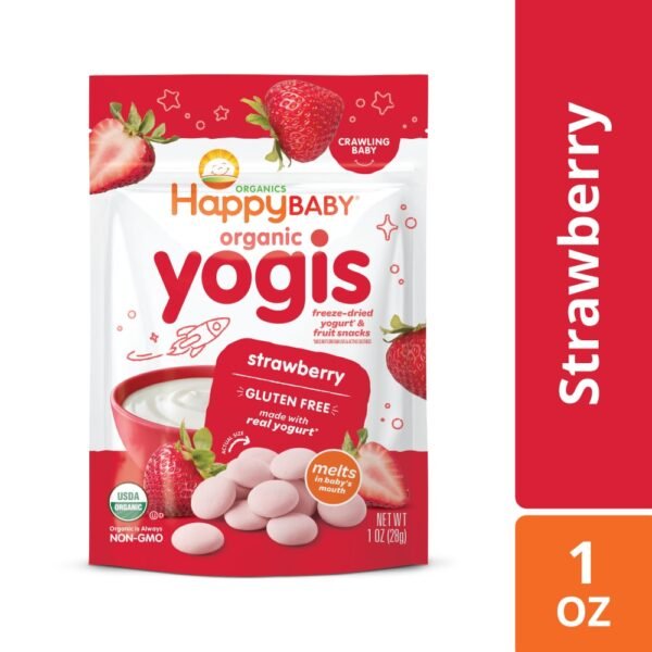 Happy Baby Organic Yogis Freeze-Dried Yogurt & Fruit Snacks Strawberry Bag