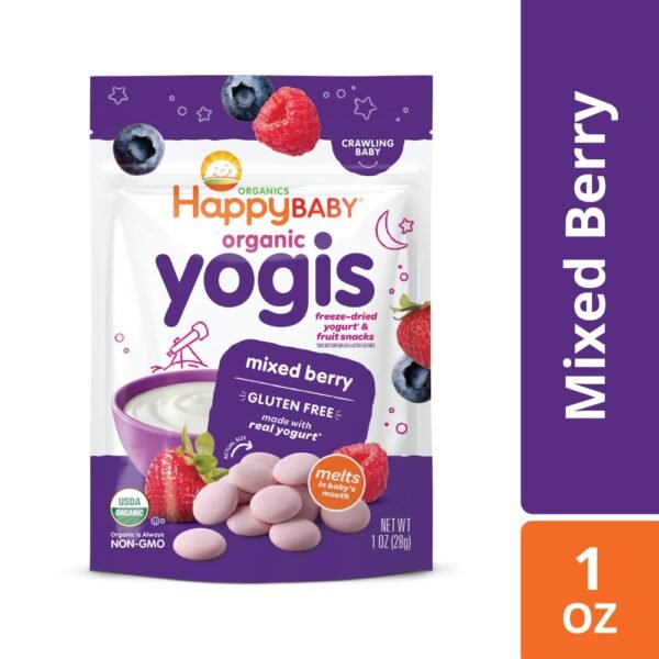 Happy Baby Organic Yogis Freeze-Dried Yogurt & Fruit Snacks Mixed Berry Bag