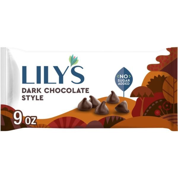 LILY'S Dark Chocolate Style No Sugar Added Baking Chips Bag