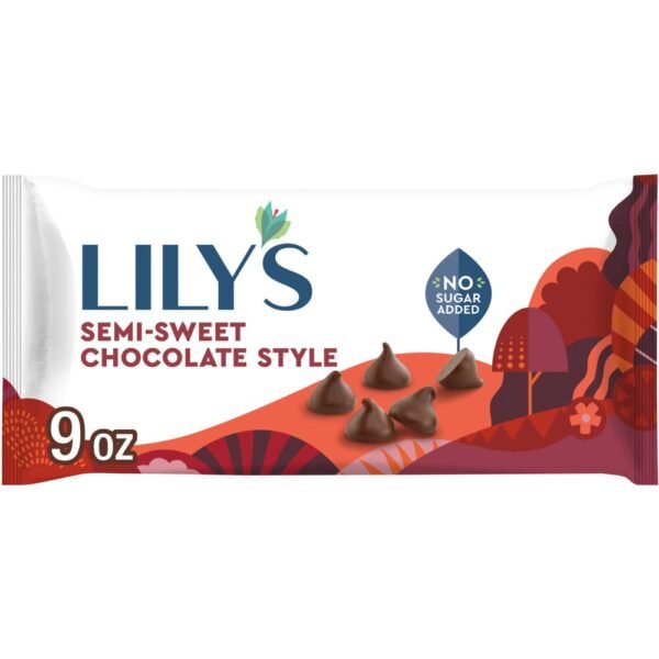 LILY'S Semi-Sweet Chocolate Style No Sugar Added Baking Chips Bag