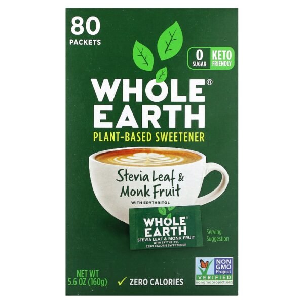 Whole Earth® Stevia Leaf & Monk Fruit Plant-Based Sweetener Packets