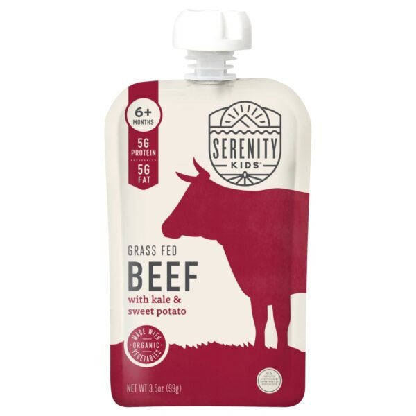 Serenity Kids Grass Fed Beef with Organic Kale & Sweet Potato Baby Food Pouch - 3.5oz