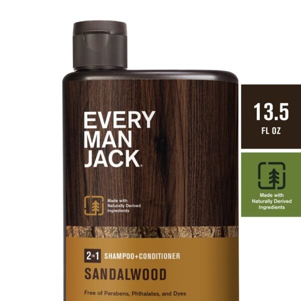 Every Man Jack Mens 2 in 1 Shampoo and Conditioner, Sandalwood