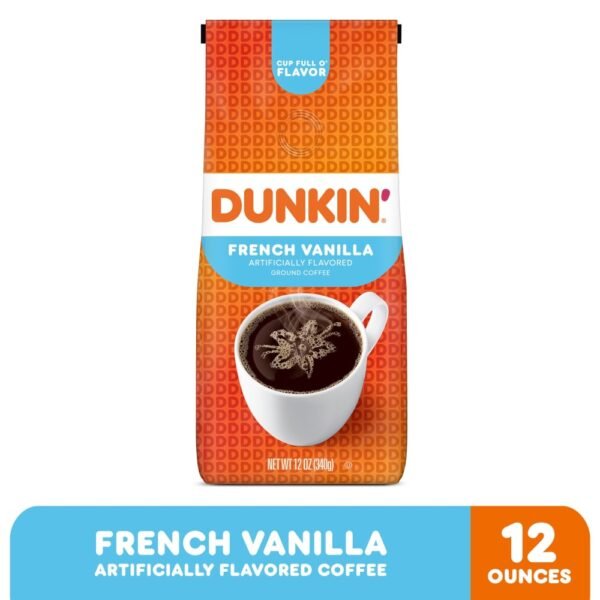 Dunkin’ French Vanilla Artificially Flavored Coffee, Ground Coffee
