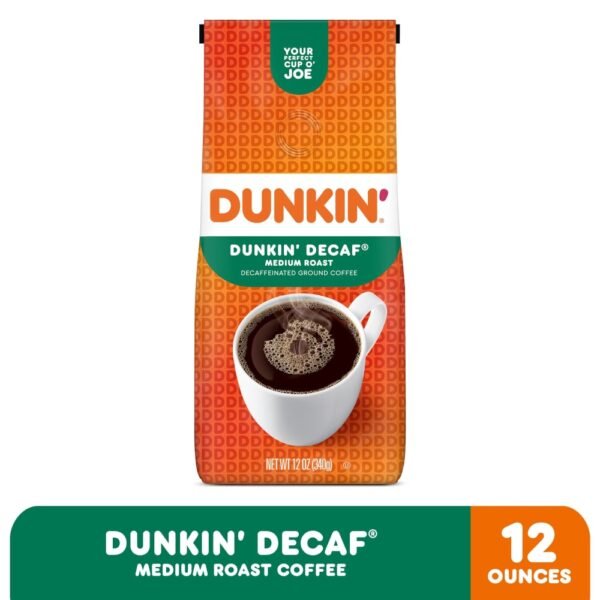 Dunkin’ Decaf Original Blend Ground Coffee, Medium Roast