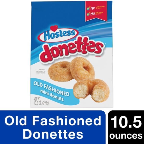HOSTESS DONETTES Old Fashioned Mini Donuts, Poppable Snack, Resealable Bag, Great Traditional Taste