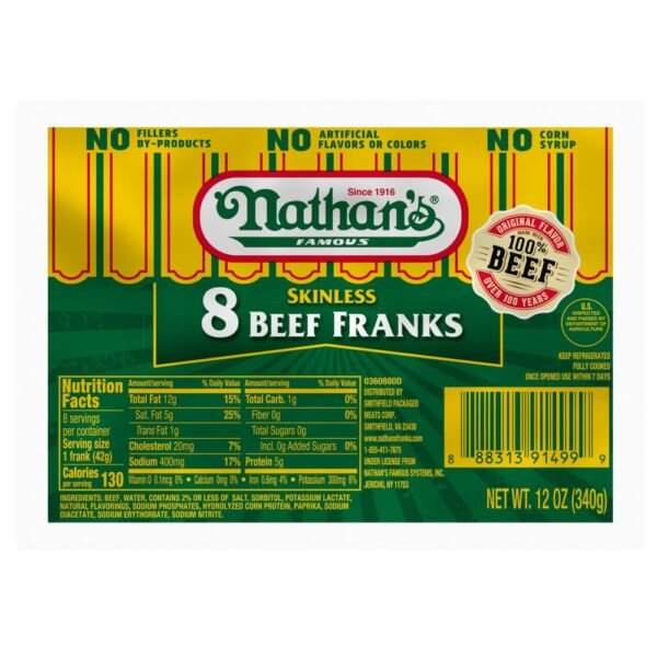 Nathan's Famous Skinless Beef Hot Dog Franks