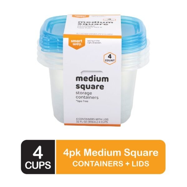 Smart Way™ BPA-Free Plastic Medium Square Food Storage Container