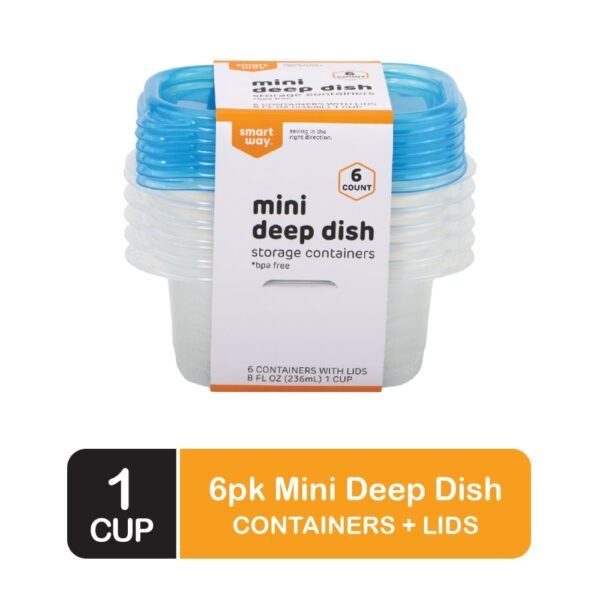 Smart Way™ BPA-Free Plastic Mini Deep Dish Food Storage Container - 6 ct