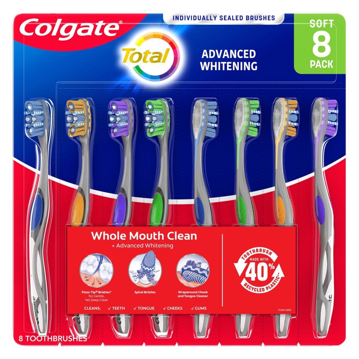 Colgate Total Advanced Whitening Toothbrush, 8-pack - Image 1