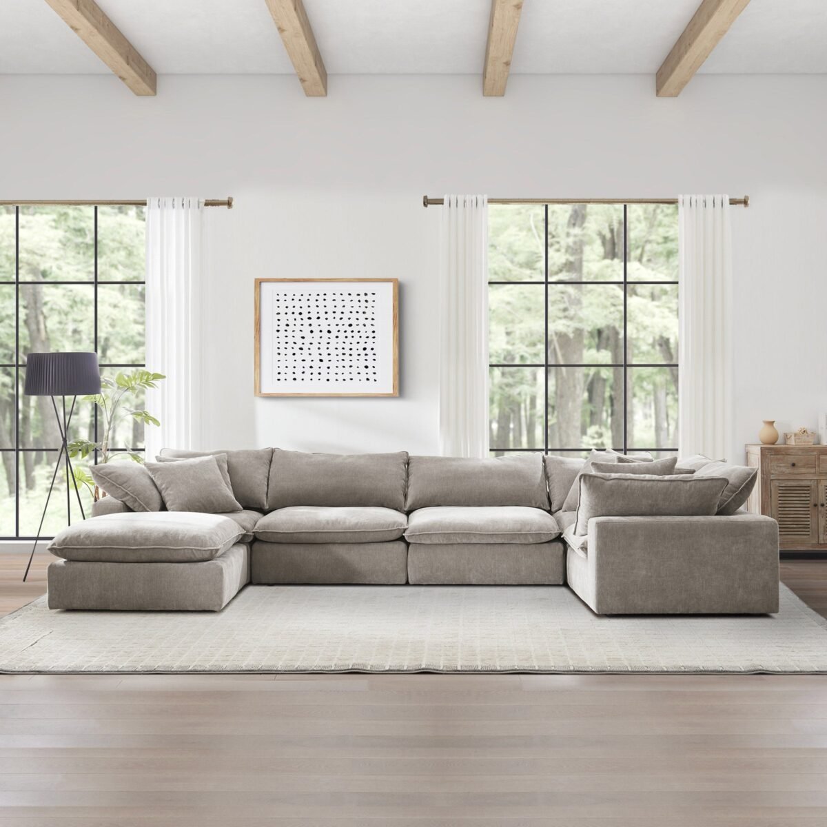 Sereen 6-piece Fabric Modular Sectional, Taupe - Image 1