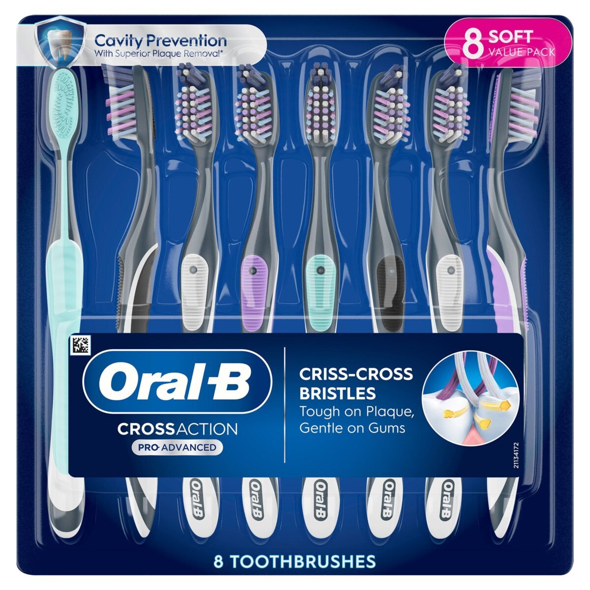 Oral-B CrossAction Advanced Soft Bristle Toothbrush, 8-pack - Image 1