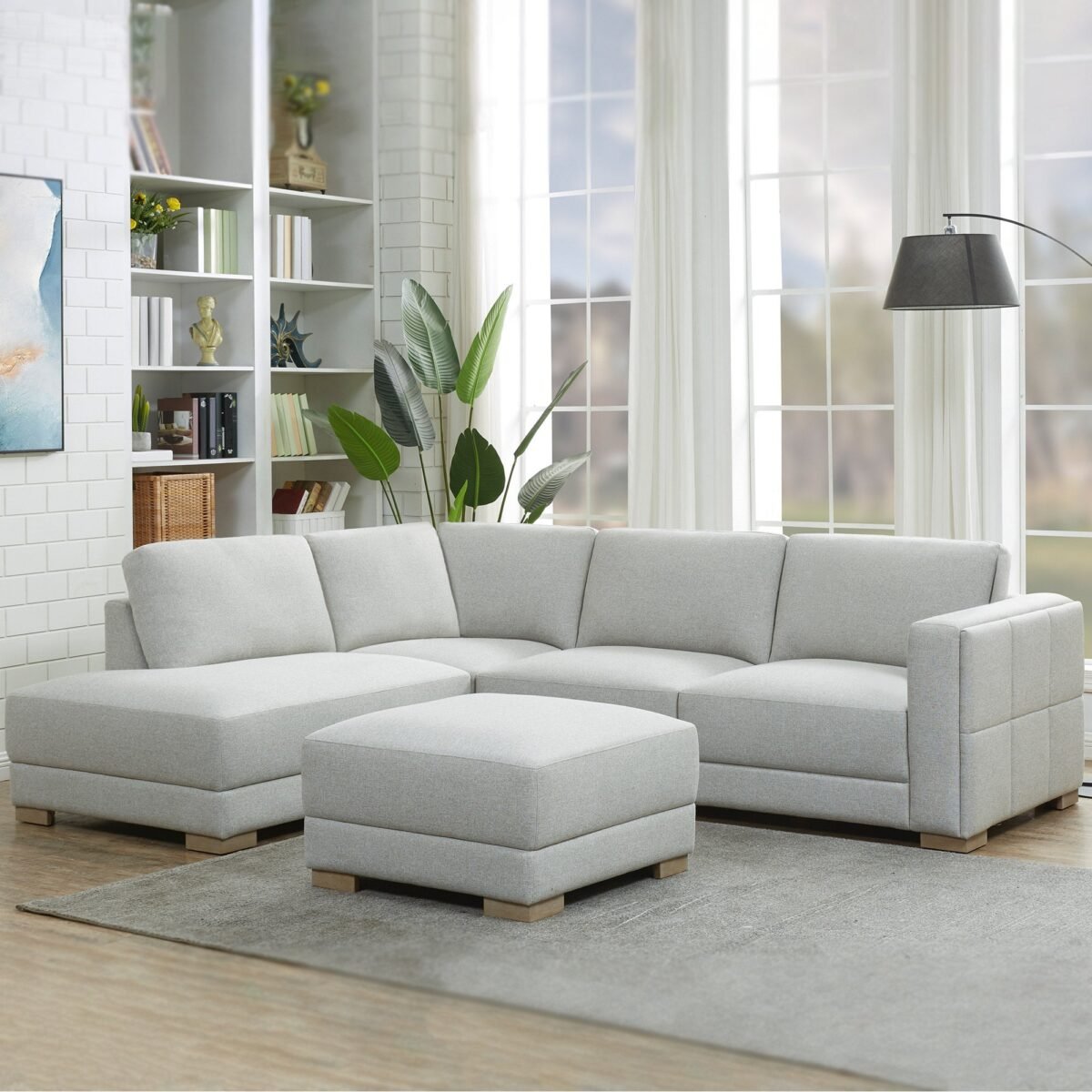 Drayden Fabric Sectional with Ottoman - Image 1